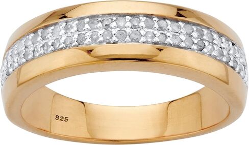 PalmBeach Men's Yellow Gold-plated Sterling Silver Genuine Diamond Wedding Band Ring (1/5 cttw, I Color, I3 Clarity) Sizes 8-13 in Saudi Arabia