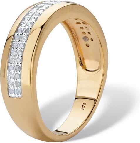 PalmBeach Men's Yellow Gold-plated Sterling Silver Genuine Diamond Wedding Band Ring (1/5 cttw, I Color, I3 Clarity) Sizes 8-13 in Saudi Arabia