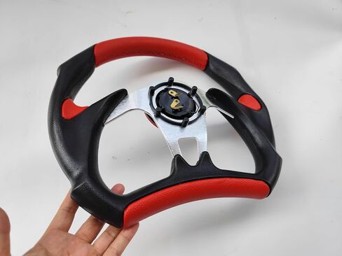 Red + Black Leather 13" Steering Wheel with Horn Button Fit For Polaris Slingshot RZR UTV ATV Boat Ryker Spyder Universal fitment Without Quick Release/Adapter in Saudi Arabia