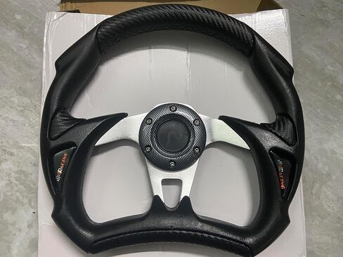 Red + Black Leather 13" Steering Wheel with Horn Button Fit For Polaris Slingshot RZR UTV ATV Boat Ryker Spyder Universal fitment Without Quick Release/Adapter in Saudi Arabia
