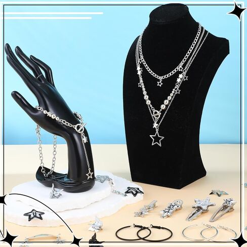 remouuly 39 pcs y2k escersory مجموعة فضية و y2k نظارة شمسية كبيرة الدائرة الدائرة الدائرة النجمة مقاطع الشعر الفراشة باريت kawaii القلادة اللطيفة in Saudi Arabia