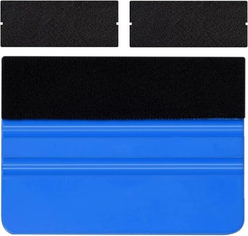 Felt Squeegee for Vinyl,Plastic Felt Edge Vinyl Squeegee,Graphic Decal Scraper Applicator Tool,Window Tint Squeegee with Black Fabric Felt Edge Blue 4PCS in Kuwait