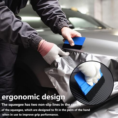 Felt Squeegee for Vinyl,Plastic Felt Edge Vinyl Squeegee,Graphic Decal Scraper Applicator Tool,Window Tint Squeegee with Black Fabric Felt Edge Blue 4PCS in Kuwait