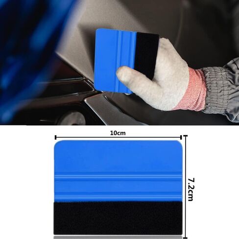 Felt Squeegee for Vinyl,Plastic Felt Edge Vinyl Squeegee,Graphic Decal Scraper Applicator Tool,Window Tint Squeegee with Black Fabric Felt Edge Blue 4PCS in Kuwait