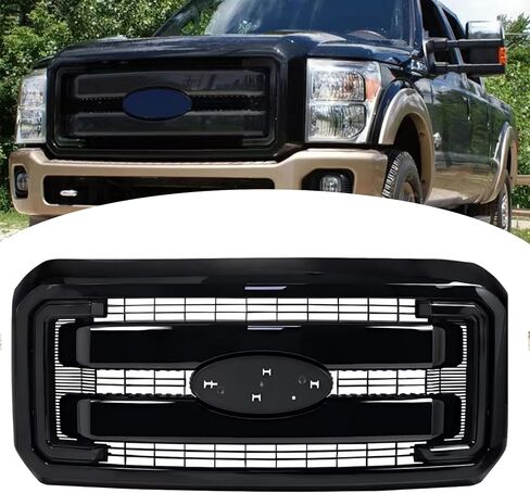 Grille Grille Front For For 2011-2016 F250 F350 F450 F550 Super Duty Hood Grill استبدال لـ BC3Z8200AA BC3Z8200G BC3Z-8200-G (بدون شعار مركزي) | أسود غير لامع in Kuwait