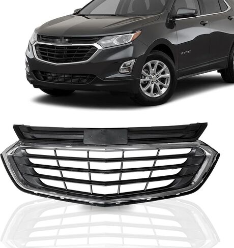 Partsflow Front Pumper Grille Grille Black With Chrome Trim for 2018 2019 2020 2021 Chevrolet Chevy Equinox in Saudi Arabia