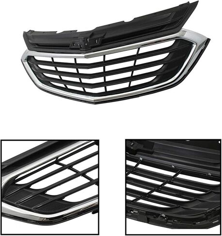 Partsflow Front Pumper Grille Grille Black With Chrome Trim for 2018 2019 2020 2021 Chevrolet Chevy Equinox in Saudi Arabia