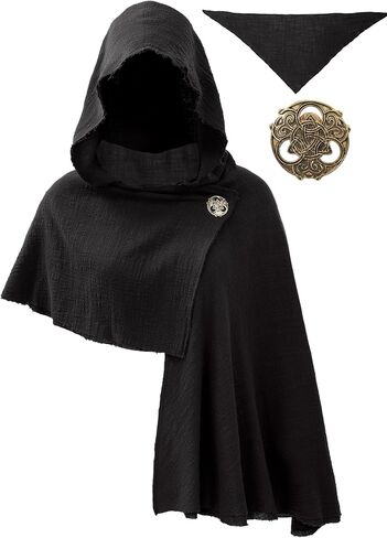 KUOIN Medieval Hooded Shawl Scarf, Post Apocalyptic Cowl Hood Cloak with Face Cover Brooch in Saudi Arabia