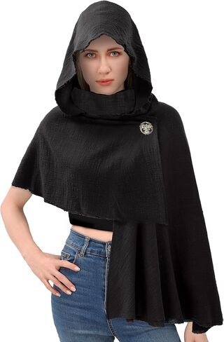 KUOIN Medieval Hooded Shawl Scarf, Post Apocalyptic Cowl Hood Cloak with Face Cover Brooch in Saudi Arabia
