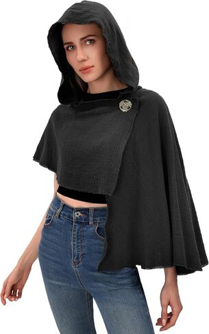 KUOIN Medieval Hooded Shawl Scarf, Post Apocalyptic Cowl Hood Cloak with Face Cover Brooch in Saudi Arabia