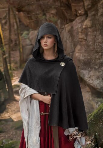 KUOIN Medieval Hooded Shawl Scarf, Post Apocalyptic Cowl Hood Cloak with Face Cover Brooch in Saudi Arabia