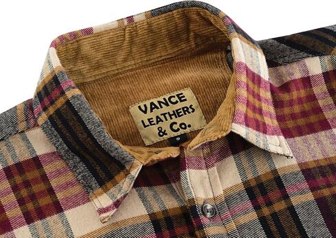 Men's Long Sleeve Plaid Button Down Casual Flannel Shirt, for Men Soft 100% Cotton, Corduroy Cuffs in Saudi Arabia
