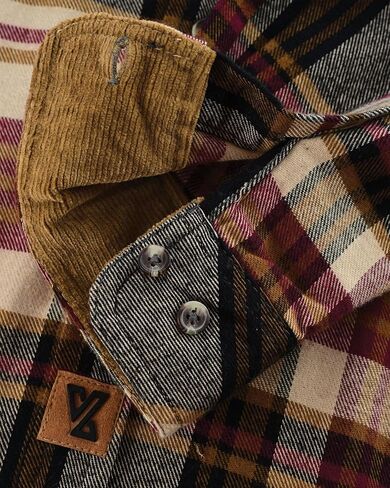 Men's Long Sleeve Plaid Button Down Casual Flannel Shirt, for Men Soft 100% Cotton, Corduroy Cuffs in Saudi Arabia