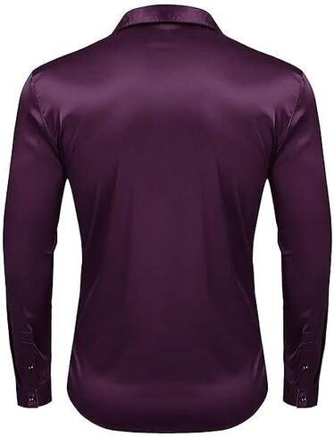 Men's Satin Classic Fit Casual Shirt, Long Sleeve Plain Shirt for Men - Activa in Saudi Arabia