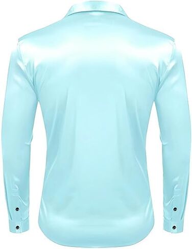 Men's Satin Classic Fit Casual Shirt, Long Sleeve Plain Shirt for Men - Activa in Saudi Arabia