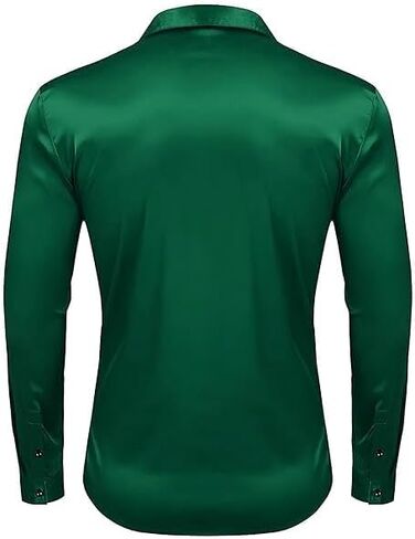 Men's Satin Classic Fit Casual Shirt, Long Sleeve Plain Shirt for Men - Activa in Saudi Arabia