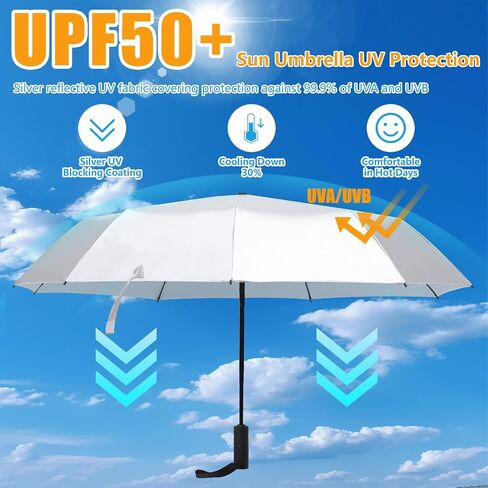 UPF 50+ Travel Compact UV UV المظلات للحماية من الشمس أوتوماتيكية مفتوحة SUN SUN SUMBRELL in Kuwait