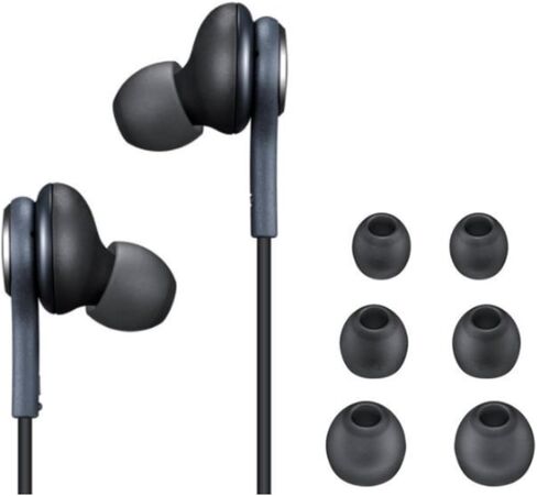 سماعات رأس ستيريو 2025 لهاتف Samsung Galaxy S10، S10E، S10+، S8، S8+، S9، S9+، Note 9 - مصممة بواسطة AKG - مقبس 3.5 مم مع ميكروفون وأزرار الصوت (أسود) in Kuwait