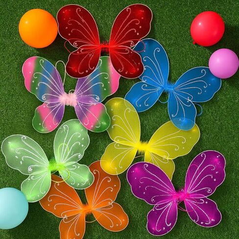12pcs أجنحة خرافية الفراشات ، الأجنحة الأميرة البارقة مع الأشرطة المرنة وأنماط المتلألئة ، تفضل حفلة عيد الميلاد in Kuwait