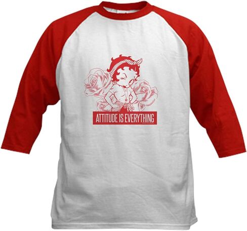 CafePress Betty Boop Attitude is Everything Kids Baseball T Shirt Kids Cotton Baseball Jersey, 3/4 Raglan Sleeve Shirt in Saudi Arabia