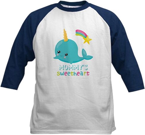 CafePress Mommy's Sweetheart Cute Narw Kids Baseball T Shirt Kids Cotton Baseball Jersey, 3/4 Raglan Sleeve Shirt in Saudi Arabia
