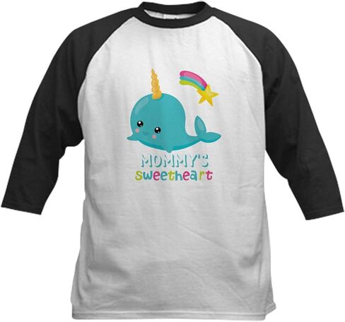 CafePress Mommy's Sweetheart Cute Narw Kids Baseball T Shirt Kids Cotton Baseball Jersey, 3/4 Raglan Sleeve Shirt in Saudi Arabia