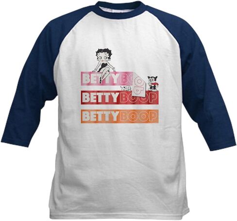 CafePress Betty Boop Times Three Kids Baseball T Shirt Kids Cotton Baseball Jersey, 3/4 Raglan Sleeve Shirt in Saudi Arabia