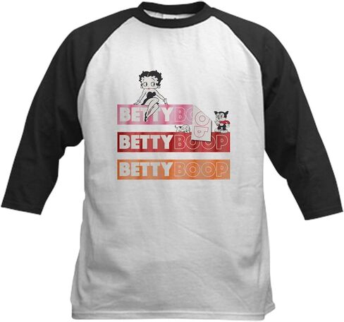 CafePress Betty Boop Times Three Kids Baseball T Shirt Kids Cotton Baseball Jersey, 3/4 Raglan Sleeve Shirt in Saudi Arabia