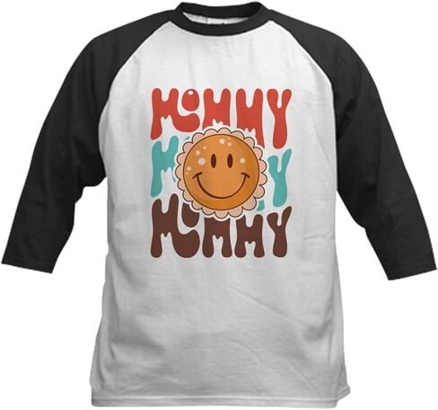 Cafepress Groovy Smile Mommy Kids Baseball T Shirt Kids Cotton Baseball Jersey ، 3/4 Raglan Sleeve Shirt in Kuwait