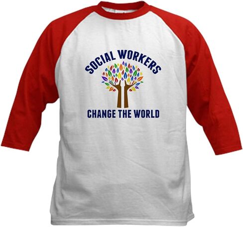 CafePress Social Work Quote Kids Baseball T Shirt Kids Cotton Baseball Jersey, 3/4 Raglan Sleeve Shirt in Saudi Arabia