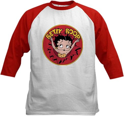 CafePress Betty Boop Busting Out Kids Baseball T Shirt Kids Cotton Baseball Jersey, 3/4 Raglan Sleeve Shirt in Saudi Arabia