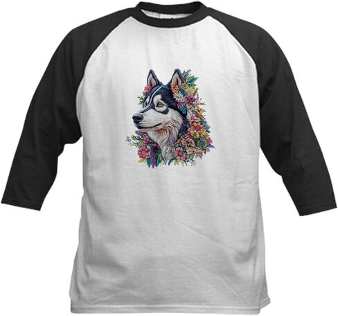 CafePress Alaskan Malamute Kids Baseball T Shirt Kids Cotton Baseball Jersey, 3/4 Raglan Sleeve Shirt in Saudi Arabia