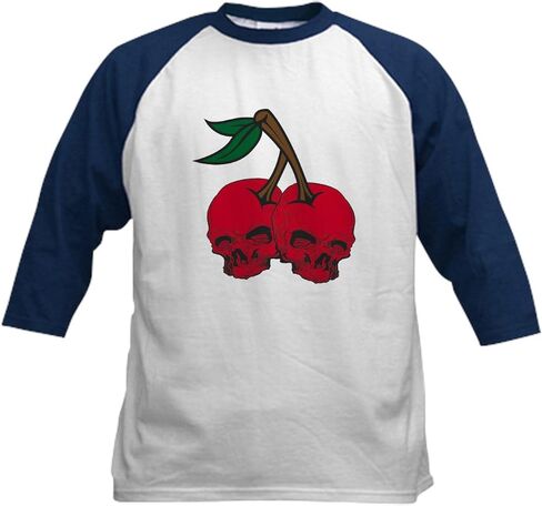 CafePress Skull Cherries Kids Baseball Jersey Kids Cotton Baseball Jersey, 3/4 Raglan Sleeve Shirt in Saudi Arabia