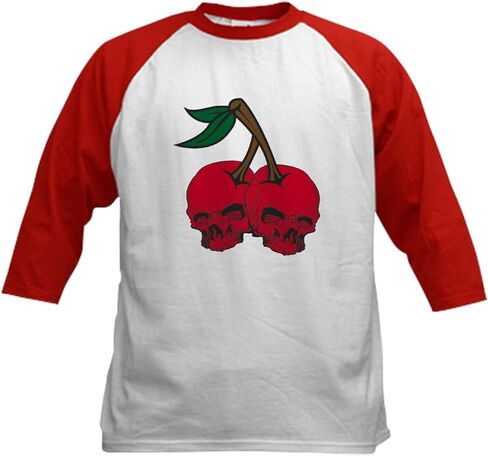CafePress Skull Cherries Kids Baseball Jersey Kids Cotton Baseball Jersey, 3/4 Raglan Sleeve Shirt in Saudi Arabia