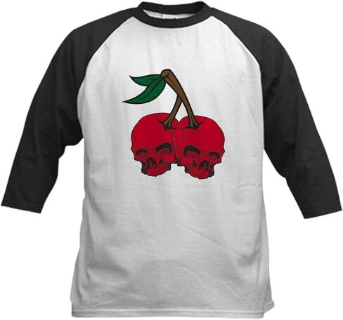 CafePress Skull Cherries Kids Baseball Jersey Kids Cotton Baseball Jersey, 3/4 Raglan Sleeve Shirt in Saudi Arabia