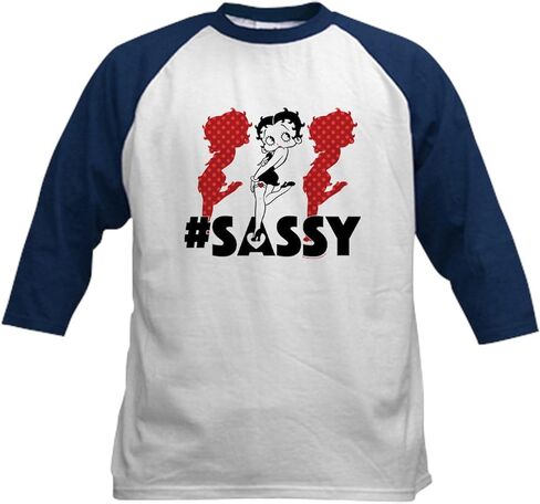 Cafepress Betty Boop Sassy in Heels Kids Baseball T Shirt Kids Cotton Baseball Jersey ، 3/4 Raglan Sleeve Shirt in Saudi Arabia