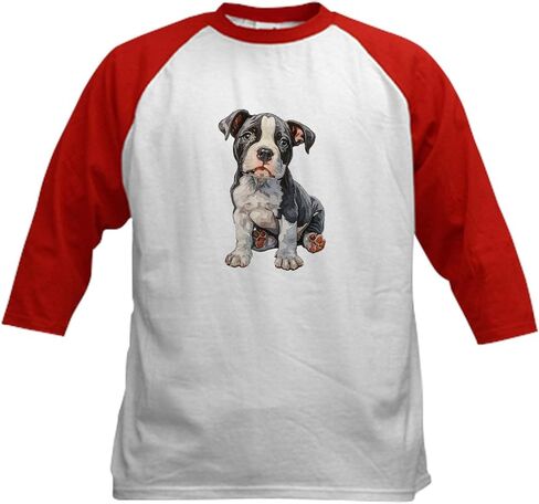 Cafepress American Pit Bull Terrier Puppy Kids Baseball T Shirt Kids Cotton Baseball Jersey ، 3/4 Raglan Sleeve Shirt in Saudi Arabia