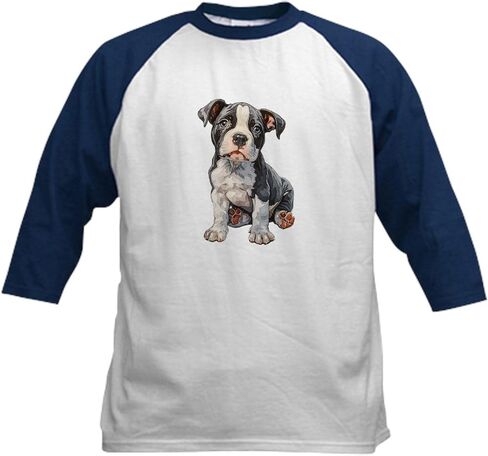 Cafepress American Pit Bull Terrier Puppy Kids Baseball T Shirt Kids Cotton Baseball Jersey ، 3/4 Raglan Sleeve Shirt in Kuwait