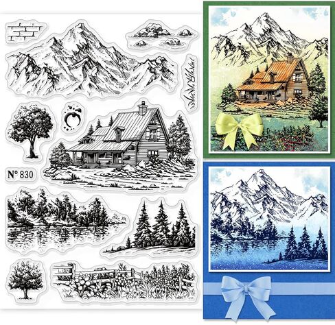 GLOBLELAND Mountains Landscape Boho Clear Stamps Window Landscape Scenery Silicone Clear Stamp Seals for DIY Scrapbooking Journals Decorative Cards Making Photo Album in Saudi Arabia