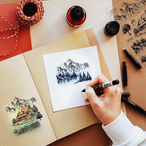 GLOBLELAND Mountains Landscape Boho Clear Stamps Window Landscape Scenery Silicone Clear Stamp Seals for DIY Scrapbooking Journals Decorative Cards Making Photo Album in Saudi Arabia