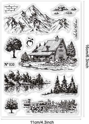 GLOBLELAND Mountains Landscape Boho Clear Stamps Window Landscape Scenery Silicone Clear Stamp Seals for DIY Scrapbooking Journals Decorative Cards Making Photo Album in Saudi Arabia