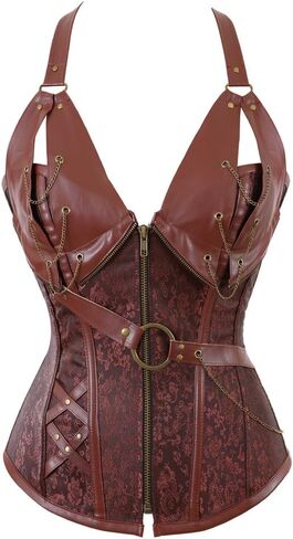 Grebrafan Corset Pirate Skirt with Blouse Steampunk Leather Corsets Costume in Saudi Arabia