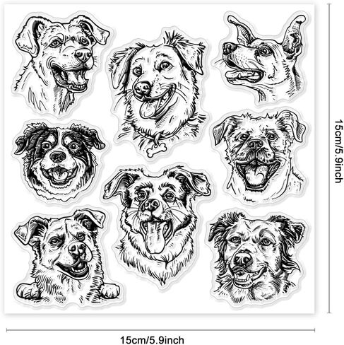 GLOBLELAND Dogs Clear Stamps Birthday Dogs Silicone Clear Stamp Seals Cartoon Gift Dog Transparent Stamps for DIY Scrapbooking Cards Making Photo Album Journal Home Decoration 5.91x5.91 inch in Saudi Arabia