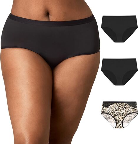 PLAYTEX Women's Microfiber Hipster Pack, Plus-Size Underwear Available, Full Coverage, Moisture-Wicking, 3-Pack in Saudi Arabia