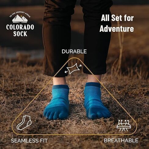 Merino Wool Five Toe Socks for Men and Women, 2 Pair, Moisture Wicking Athletic, Running, Ankle Height in Saudi Arabia