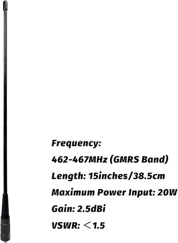 TWAYRDIO 15" GMRS Radio Whip Antenna with BNC Connector for 462-467MHz GMRS Handheld Radios Walkie Talkies in Saudi Arabia