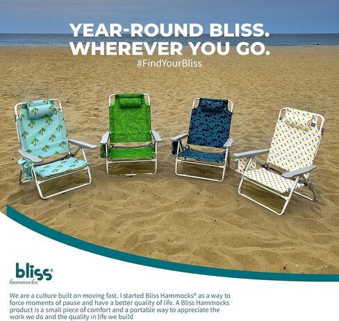 Bliss Hammocks Folding Beach Chair, Backpack Recliner with Canopy, Blue Flower in Kuwait
