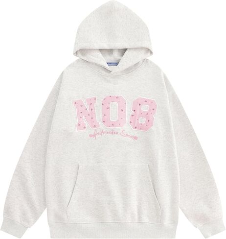 Aelfric Eden Womens Hullsive Hoodies Y2K Flower Numberery Print Pullover Wooded Sweatshirt Usisex in Saudi Arabia