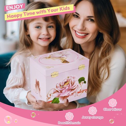 Musical Jewellery Box for Girls with 2 Drawers, Kids Toys Music Box with Spinning Ballerina,Girls Gift for 3-12 Years Old Jewel Storage Box in Kuwait