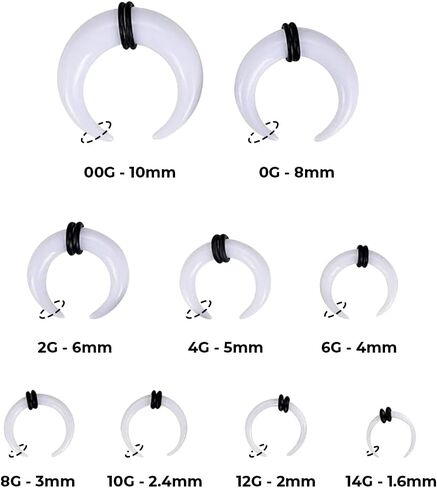 1-2PCS Acrylic Pincher Tapers Septum Rings 00G 0G 1G 2G 4G 6G 8G 10G 12G 14G Buffalo Horseshoe Stretcher Expander Gauges Ear Nose Piercing Taper Kit in Saudi Arabia